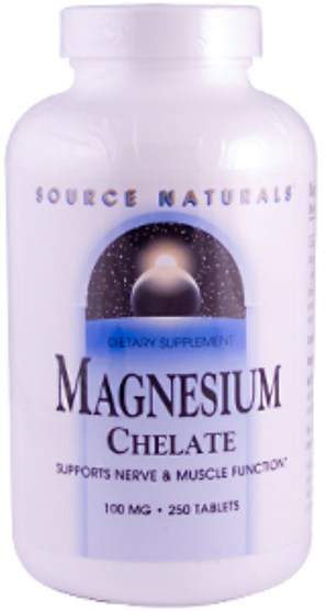 補品，礦物質 - Source Naturals, Magnesium Chelate, 100 mg, 250 Tablets