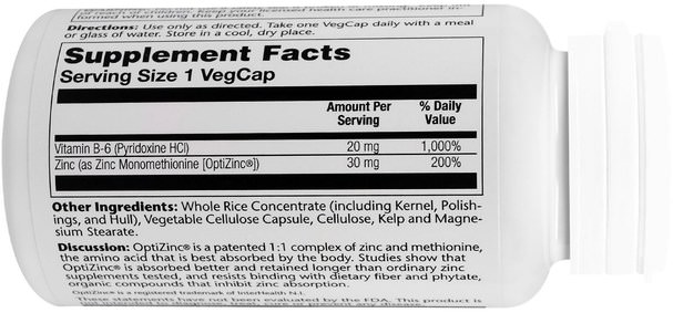 補品，礦物質，鋅 - Solaray, OptiZinc, 30 mg, 60 Veggie Caps