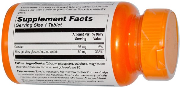 補品，礦物質，鋅 - Thompson, Zinc, 50 mg, 60 Tablets