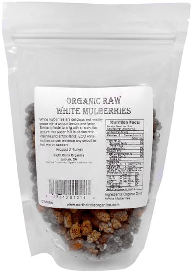 補品，桑椹 - Earth Circle Organics, Organic Raw White Mulberries, 8 oz (226.7 g)