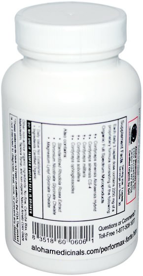 補充劑，蘑菇膠囊，能量 - Aloha Medicinals Performax Forte, Ultimate Sports Nutrition, 750 mg, 90 Caplets