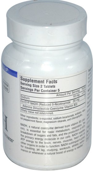 補充劑，nadh - Source Naturals, NADH, Peppermint Sublingual, 10 mg, 10 Tablets