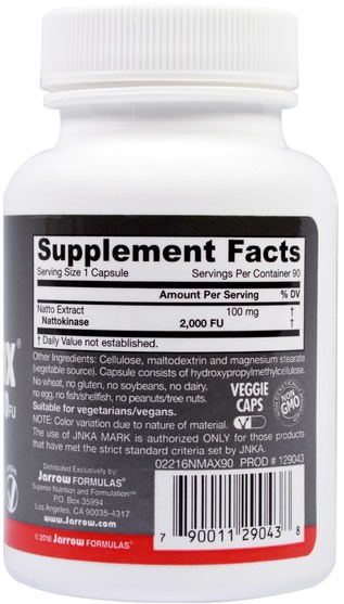 補充劑，納豆激酶，酶 - Jarrow Formulas, NattoMax 2000 FU, 100 mg, 90 Veggie Caps