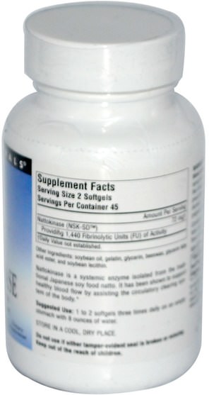 補充劑，納豆激酶 - Source Naturals, Nattokinase NSK-SD, 36 mg, 90 Softgels