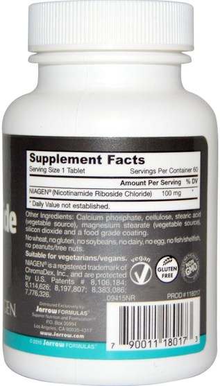 補充劑，煙酰胺核苷，能量 - Jarrow Formulas, Nicotinamide Riboside, 100 mg, 60 Tablets