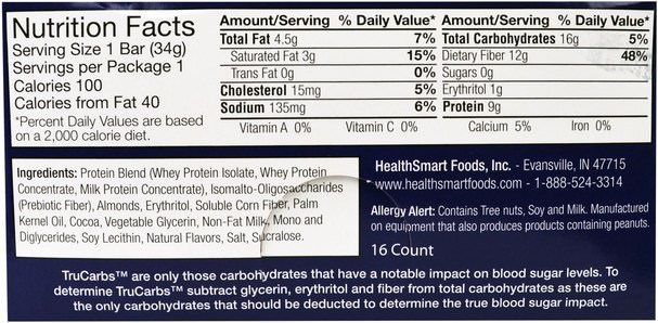 補品，營養棒，運動 - HealthSmart Foods, ChocoRite Protein Bars, Caramel Cookie Dough, 16 Bars, 1.20 oz (34 g) Each