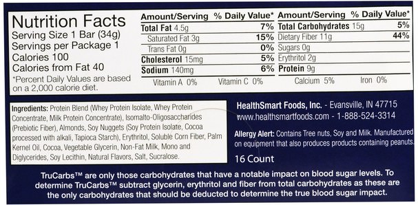 補品，營養棒，運動 - HealthSmart Foods, ChocoRite Protein Bars, Cookies & Cream, 16 Bars - 1.2 oz (34 g) Each