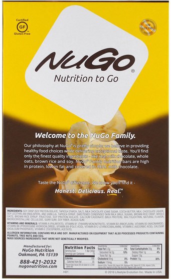 補品，營養棒，運動 - NuGo Nutrition, Nutrition To Go, Chocolate Banana Bars, 15, 1.76 oz (50 g) Each