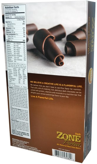 補充劑，營養棒 - ZonePerfect, Dark, All-Natural Nutrition Bars, Double Dark Chocolate, 12 Bars, 1.58 oz (45 g) Each