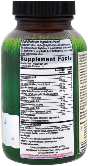 補充劑，orac抗氧化劑 - Irwin Naturals, Super-Orac Free-Radical Defense, 60 Liquid Soft-Gels