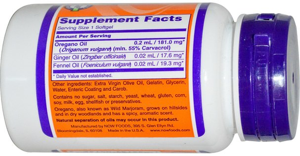 補充劑，牛至油，抗生素 - Now Foods, Oregano Oil, 90 Softgels