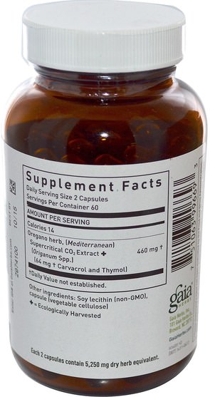 補充劑，牛至油，感冒和病毒，免疫系統 - Gaia Herbs, Oil of Oregano, 120 Vegetarian Liquid Phyto-Caps