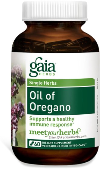 補充劑，牛至油 - Gaia Herbs, Oil of Oregano, 60 Vegetarian Liquid Phyto-Caps