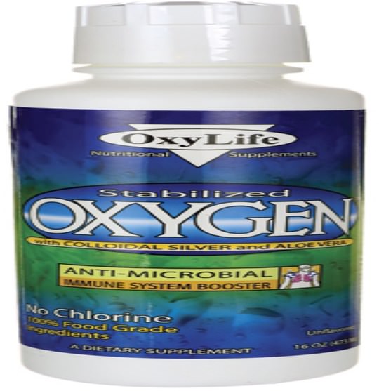 補充劑，氧氣補充劑，感冒和病毒，免疫系統 - OxyLife, Stabilized Oxygen, With Colloidal Silver and Aloe Vera, 16 oz (473 ml)