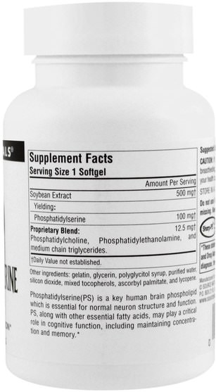 補充劑，磷脂酰絲氨酸，注意力缺陷症，添加劑，adhd - Source Naturals, Phosphatidyl Serine Complex, 500 mg, 60 Softgels