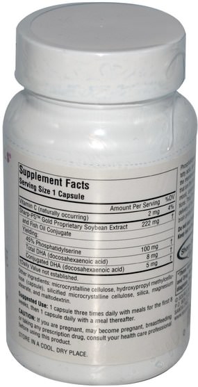 補充劑，磷脂酰絲氨酸 - Source Naturals, Phosphatidylserine, DHA Optimized, 100 mg, 30 Capsules