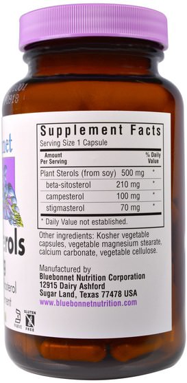 補充劑，植物甾醇 - Bluebonnet Nutrition, Plant Sterols, 500 mg, 90 VCaps