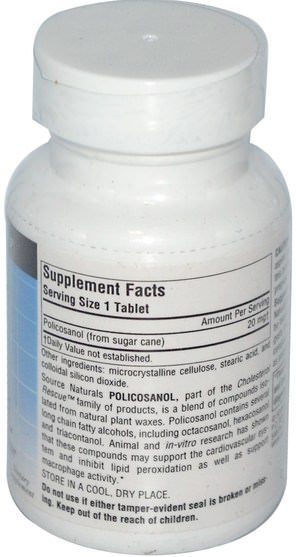 補充劑，多廿烷醇 - Source Naturals, Policosanol, 20 mg, 60 Tablets