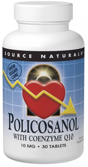 補充劑，多廿烷醇 - Source Naturals, Policosanol with Coenzyme Q10, 10 mg, 60 Tablets