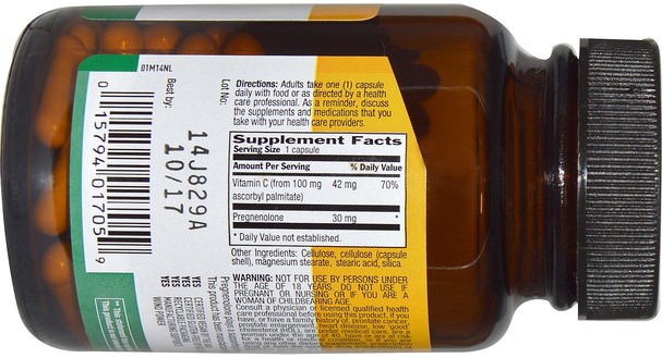 補充劑，孕烯醇酮30毫克 - Country Life, Pregnenolone, 30 mg, 60 Veggie Caps