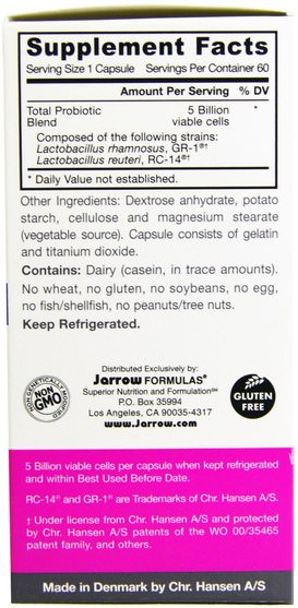 補充劑，益生菌，嗜酸乳桿菌，冰冷藏產品 - Jarrow Formulas, Womens FemDophilus, 60 Capsules (Ice)