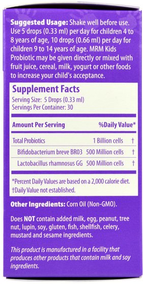 補充劑，益生菌，兒童益生菌 - MRM, Kids Probiotic Drops, 0.34 fl oz (10 ml)
