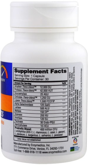 補充劑，益生菌 - Enzymedica, Digest + Probiotics, 30 Capsules