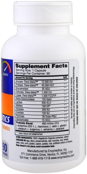 補充劑，益生菌 - Enzymedica, Digest + Probiotics, 90 Capsules