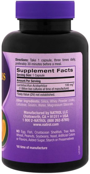 補充劑，益生菌 - Natrol, Acidophilus, 150 Capsules
