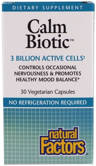 補充劑，益生菌 - Natural Factors, Calm Biotic, 30 Vegetarian Capsules