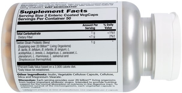 補充劑，益生菌 - Solaray, Multidophilus 12, 20 Billion CFU, 100 Coated Vegcaps