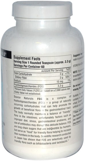 補充劑，益生菌 - Source Naturals, FOS Powder, 7.05 oz (200 g)