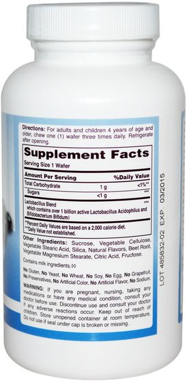 補充劑，益生菌，穩定的益生菌 - American Health, Chewable Acidophilus and Bifidum, Natural Blueberry Flavor, 100 Wafers