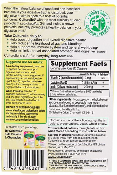 補充劑，益生菌，穩定的益生菌 - Culturelle, Digestive Health, Daily Probiotic Formula, 50 Once Daily Veggie Caps