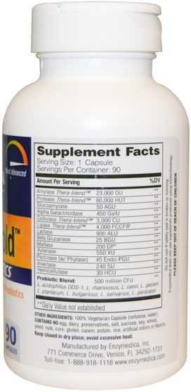 補充劑，益生菌，穩定的益生菌 - Enzymedica, Digest Gold + Probiotics, 90 Capsules