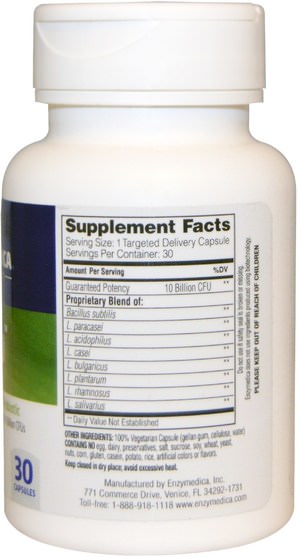 補充劑，益生菌，穩定的益生菌 - Enzymedica, Pro Bio, Guaranteed Potency Probiotic, 30 Capsules