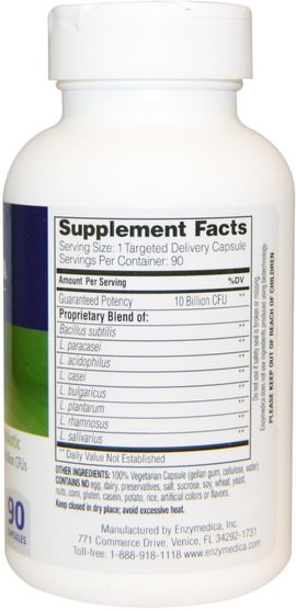 補充劑，益生菌，穩定的益生菌 - Enzymedica, Pro-Bio, Guaranteed Potency Probiotic, 90 Capsules