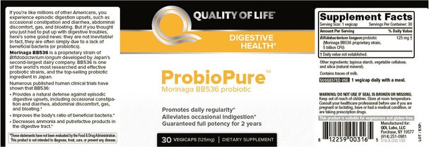 補充劑，益生菌，穩定的益生菌 - Quality of Life Labs, ProbioPure, 125 mg, 30 Veggie Caps