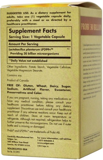補充劑，益生菌，穩定的益生菌 - Solgar, Probi 30 Billion, 30 Vegetable Capsules