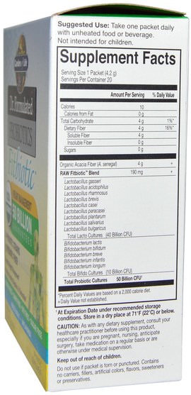補充劑，益生菌，穩定的益生菌，減肥，飲食 - Garden of Life, Organic Dr. Formulated Probiotics Fitbiotic, Unflavored, 20 Packets, 0.15 oz (4.2 g) Each