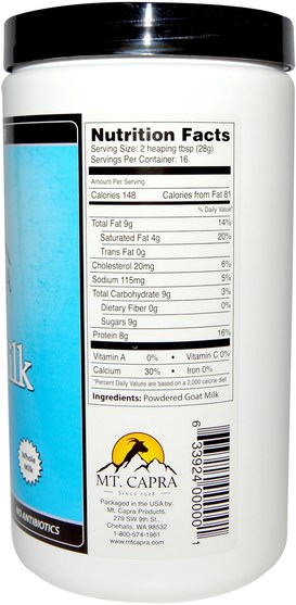 補充劑，蛋白質，山羊奶蛋白質 - Mt. Capra, CapraMilk, Goat Milk Powder, 1 lb (453 g)