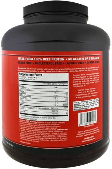 補充劑，蛋白質 - MuscleMeds, Carnivor Mass, Chocolate Peanut Butter, 6 lbs (2.744 g)
