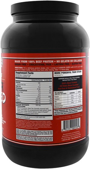 補充劑，蛋白質 - MuscleMeds, Carnivor Shred, Chocolate, 2.28 lbs (1.036 g)