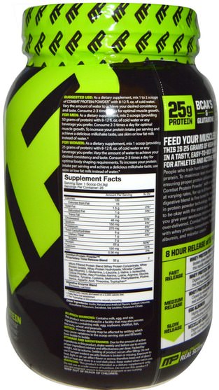 補充劑，蛋白質 - MusclePharm, Combat, Protein Powder, Chocolate Milk, 32 oz (907 g)
