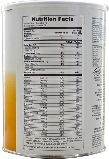 補充劑，蛋白質 - Natures Plus, Spiru-Tein, High Protein Energy Meal, Banana, 2.4 lbs (1088 g)