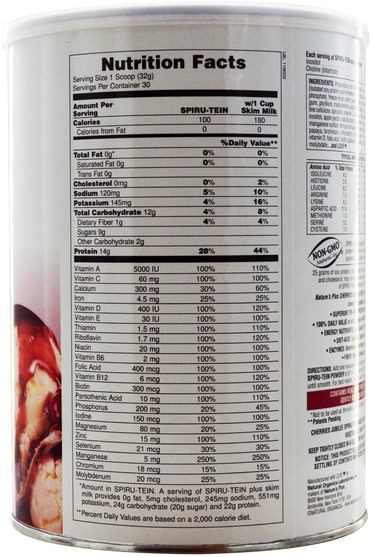補充劑，蛋白質 - Natures Plus, Spiru-Tein, High Protein Energy Meal, Powder, Cherries Jubilee, 2.1 lbs (960 g)