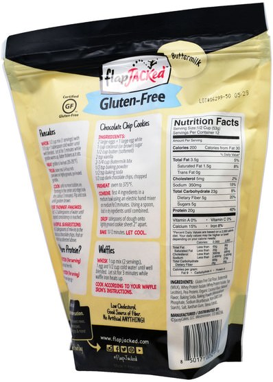 補充劑，蛋白質煎餅和烘焙混合物，食品，麵粉和混合物 - FlapJacked, Protein Pancake and Baking Mix, Gluten-Free Buttermilk, 24 oz (680 g)