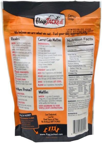 補充劑，蛋白質煎餅和烘焙混合物，食品，煎餅和華夫餅混合 - FlapJacked, Protein Pancake and Baking Mix, Carrot Spice, 12 oz (340 g)