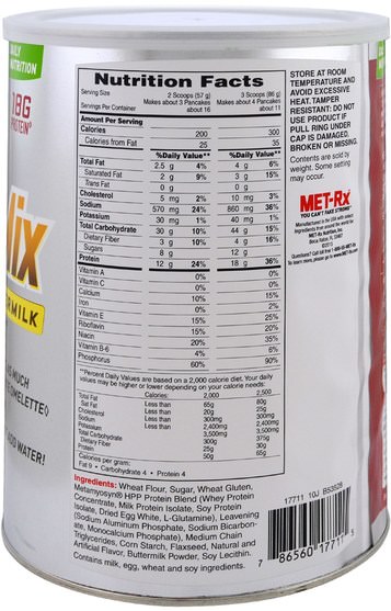 補充劑，蛋白質煎餅和烘焙混合物 - MET-Rx, High Protein Pancake Mix, Original Buttermilk, 32 oz (908 g)