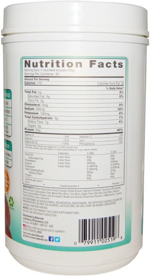 補充劑，蛋白質，豌豆蛋白質 - Naturade, Soy-Free Veg, Protein Booster, Natural Flavor, 29.6 oz (840 g)